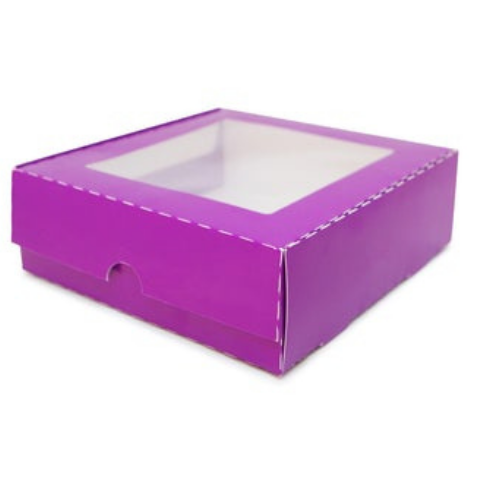 Flip Lid Windowed Boxes Made with Recycled Material -Purple or PolkaDot Color